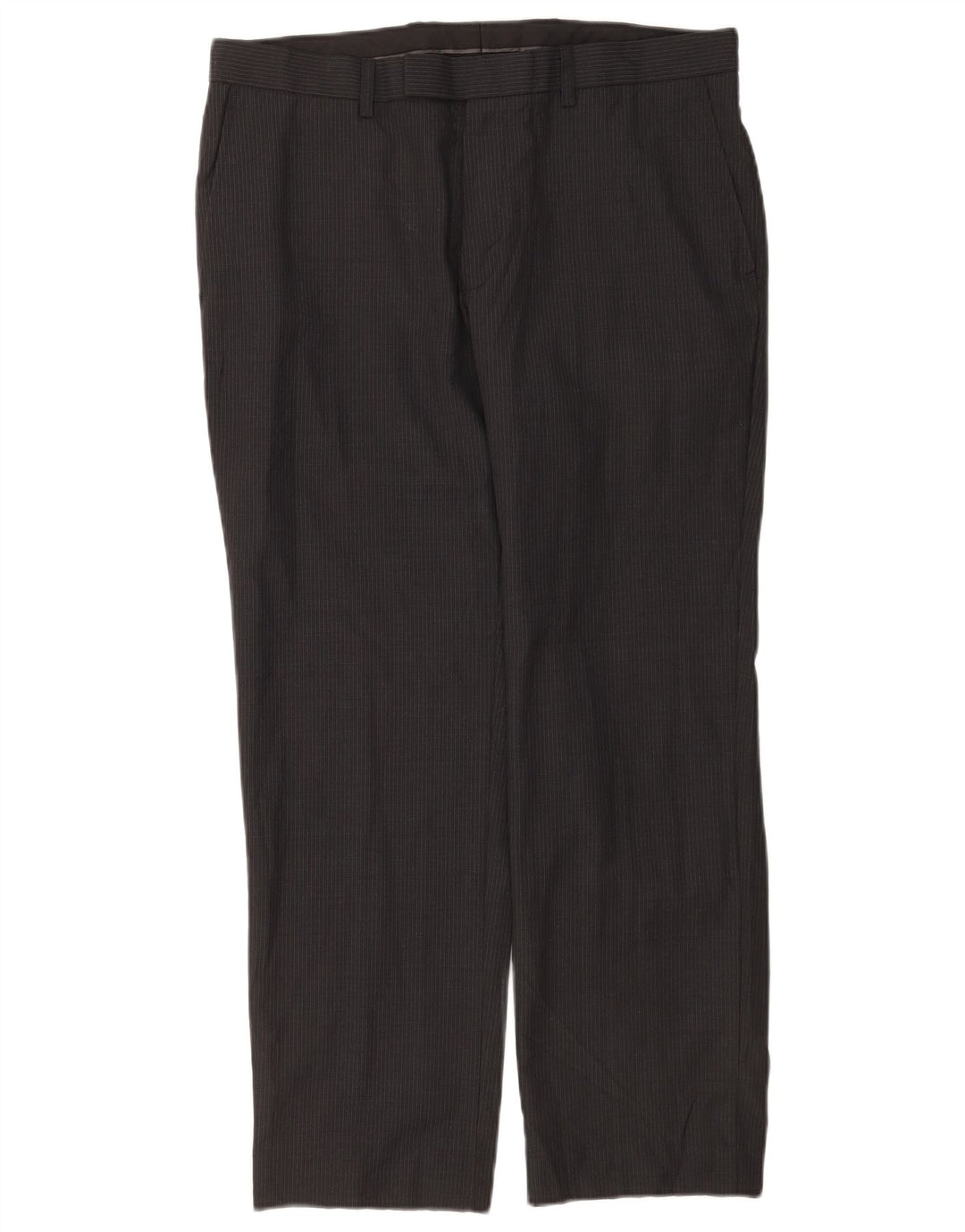 Calça casual masculina Marks & Spencer de ajuste regular W34 L29 lã listrada cinza