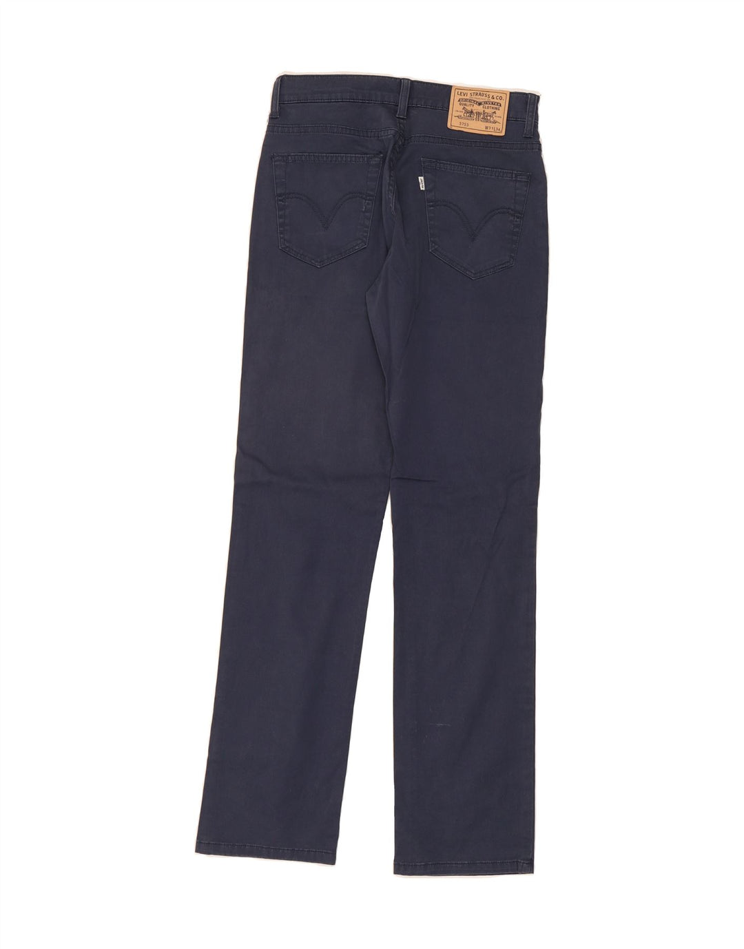 LEVI'S Mens Straight Casual Trousers W31 L34 Navy Blue Cotton Vintage Levi's and Second-Hand Levi's from Messina Hembry 