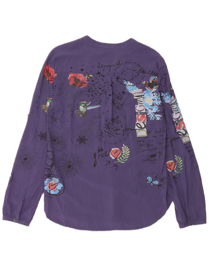 Pulôver feminino Desigual UK 14 médio azul marinho floral viscose