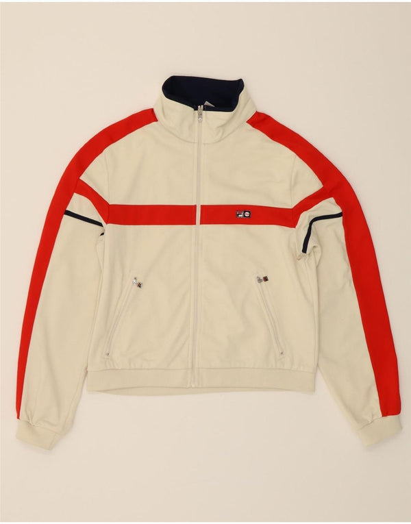 Jaqueta feminina FILA para treino UK 14 poliéster colorblock branco médio