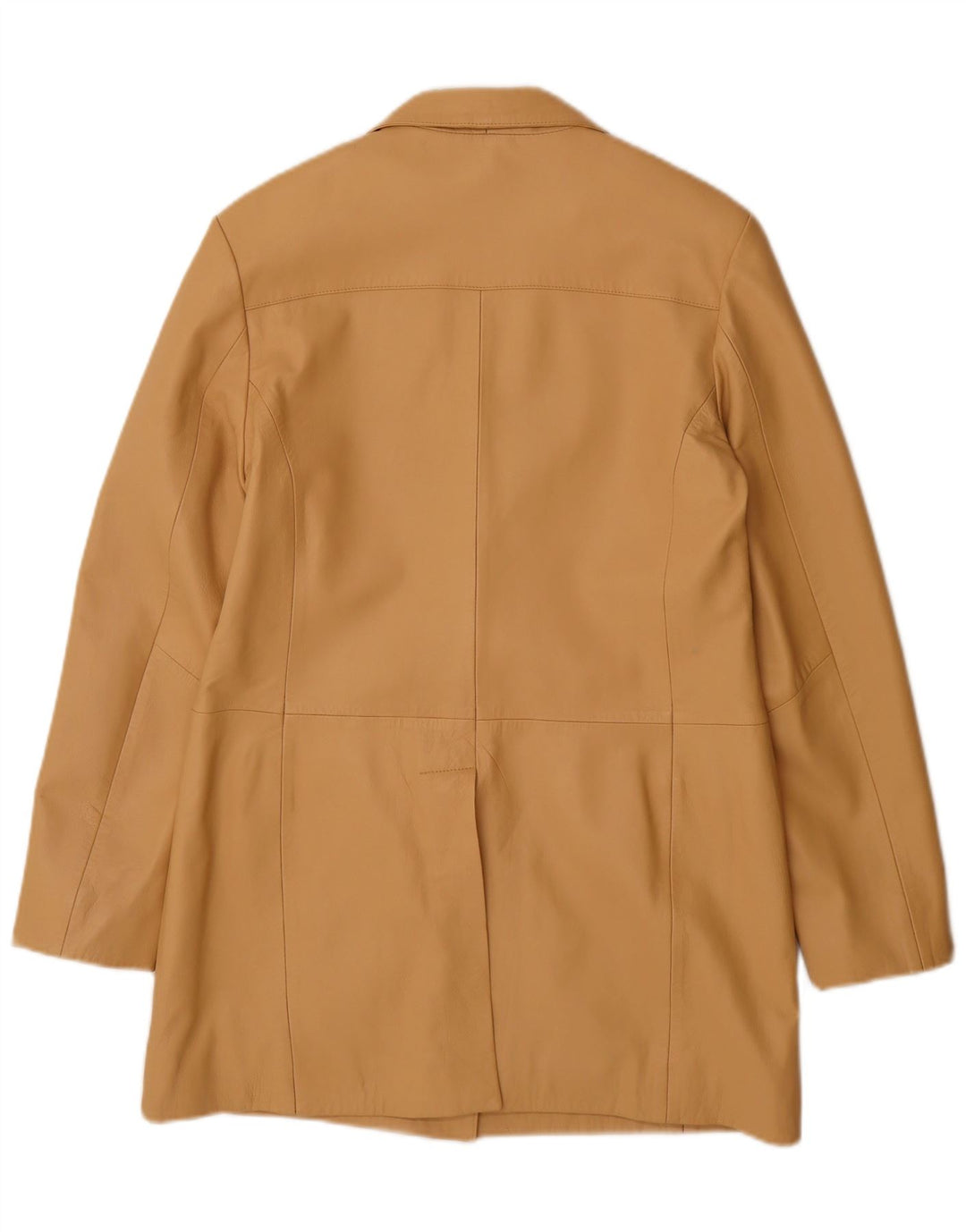 Casaco de couro feminino vintage Reino Unido 14 couro bege grande