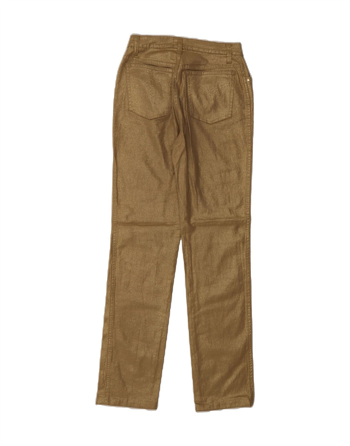 MOSCHINO Womens Straight Casual Trousers W28 L29 Gold Cotton Vintage Moschino and Second-Hand Moschino from Messina Hembry 