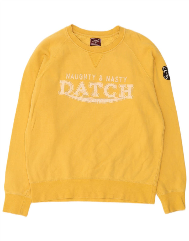 Suéter gráfico feminino Datch UK 20 2XL algodão amarelo