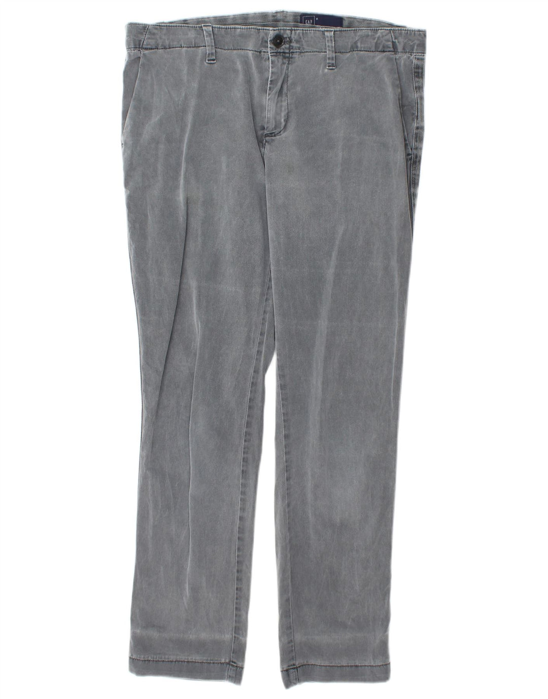 Calça chino reta feminina Gap EUA 8 médio W30 L27 algodão cinza