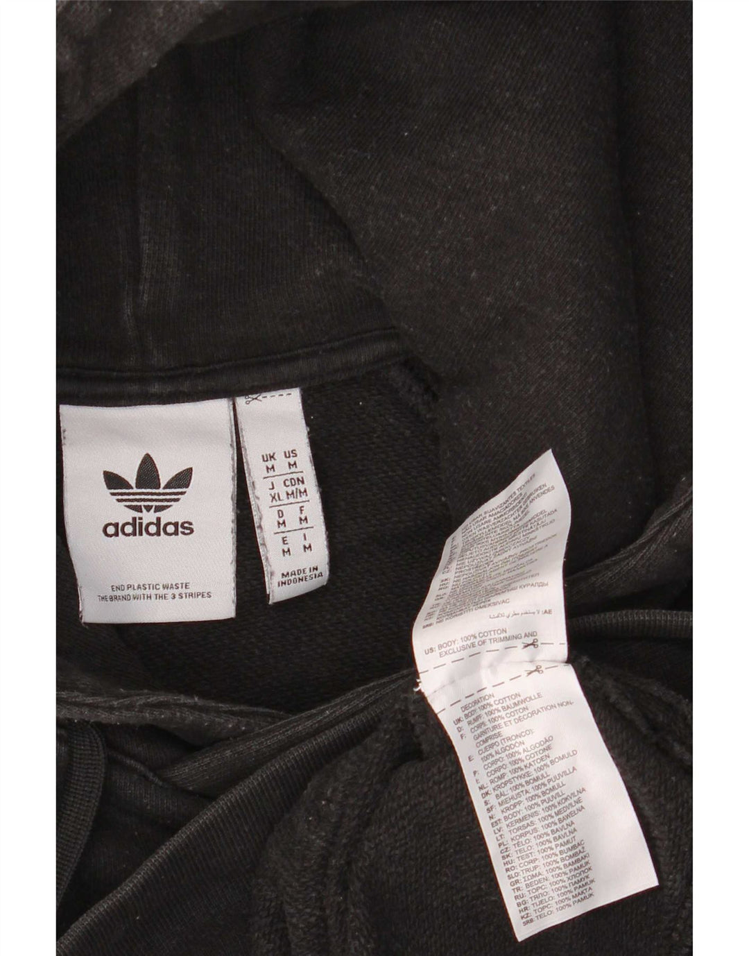 Adidas Mens Hoodie Jumper Médio Algodão Preto