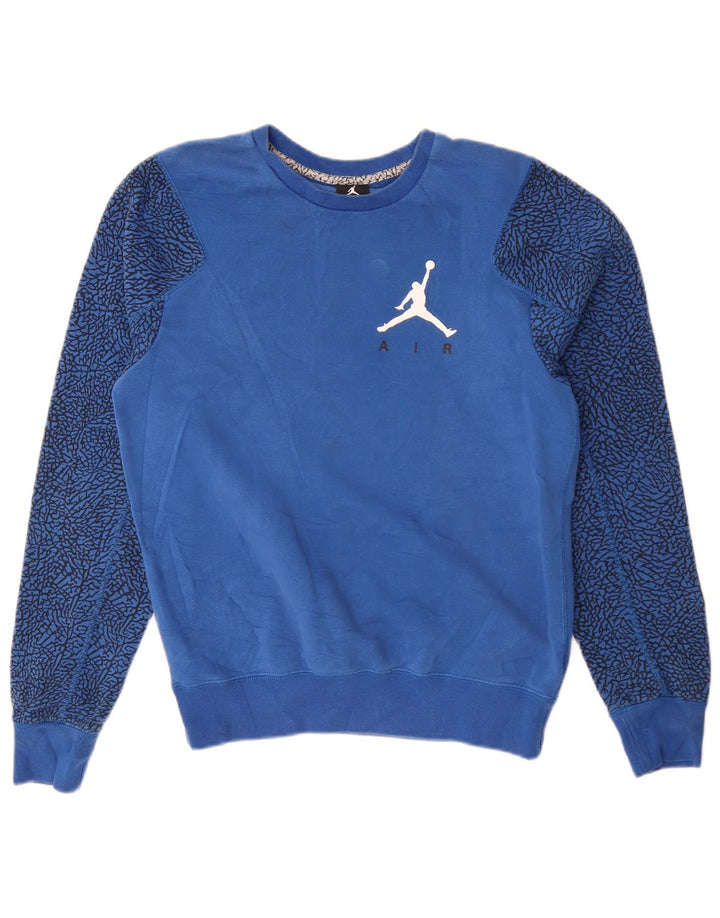 Jordan masculino abstrato padrão moletom jumper pequeno azul algodão