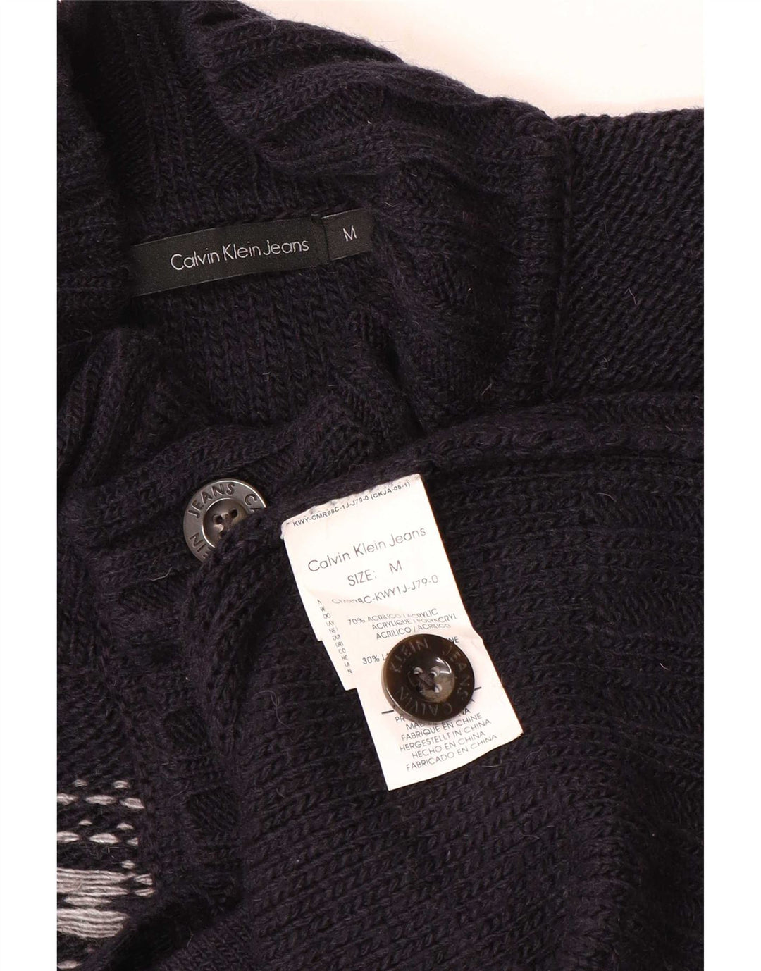 Suéter masculino Calvin Klein Jeans com gola com botão, azul marinho médio
