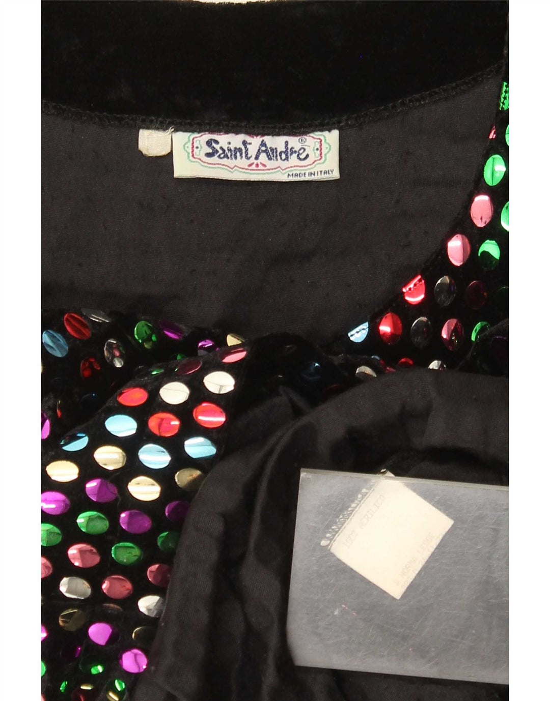 Vestido feminino vintage de manga comprida UK 12 médio multicolorido manchado