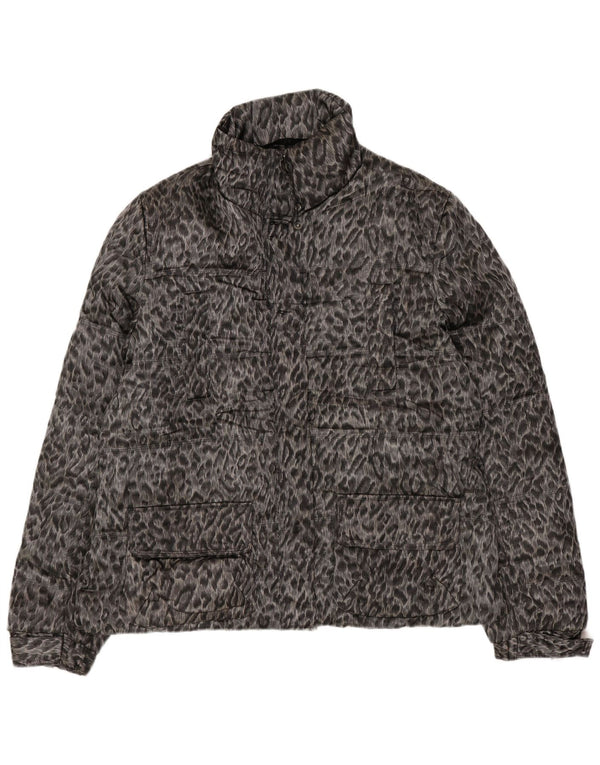 Jaqueta acolchoada feminina Zara UK 18 XL cinza animal print poliéster