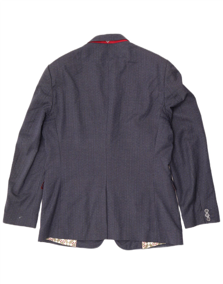 Jaqueta blazer masculina de 2 botões Ted Baker UK 42 XL azul marinho lã houndstooth