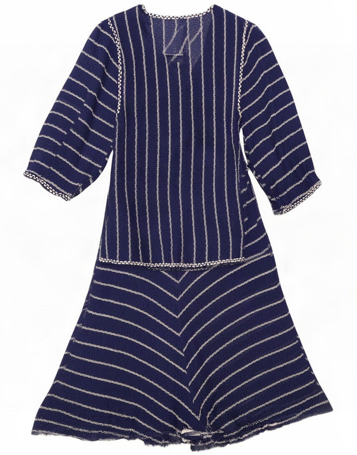 C&A Conjunto de 2 peças de malha feminina UE 44 Acrílico listrado azul grande