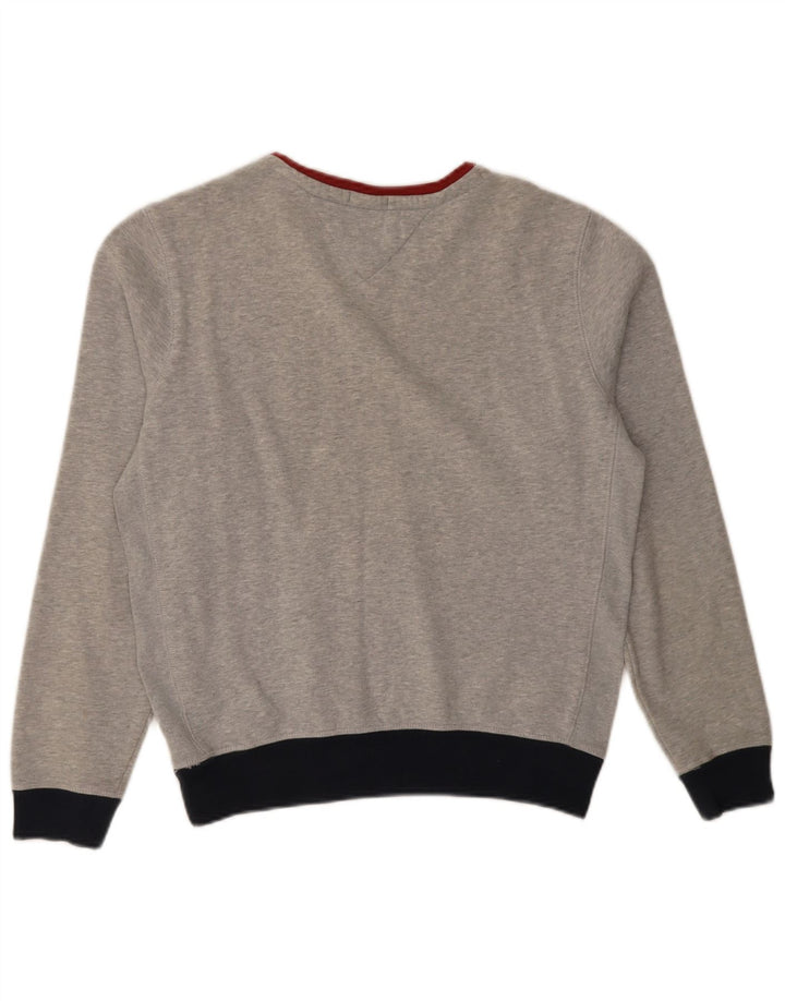 Tommy Hilfiger moletom gráfico feminino jumper UK 10 pequeno cinza