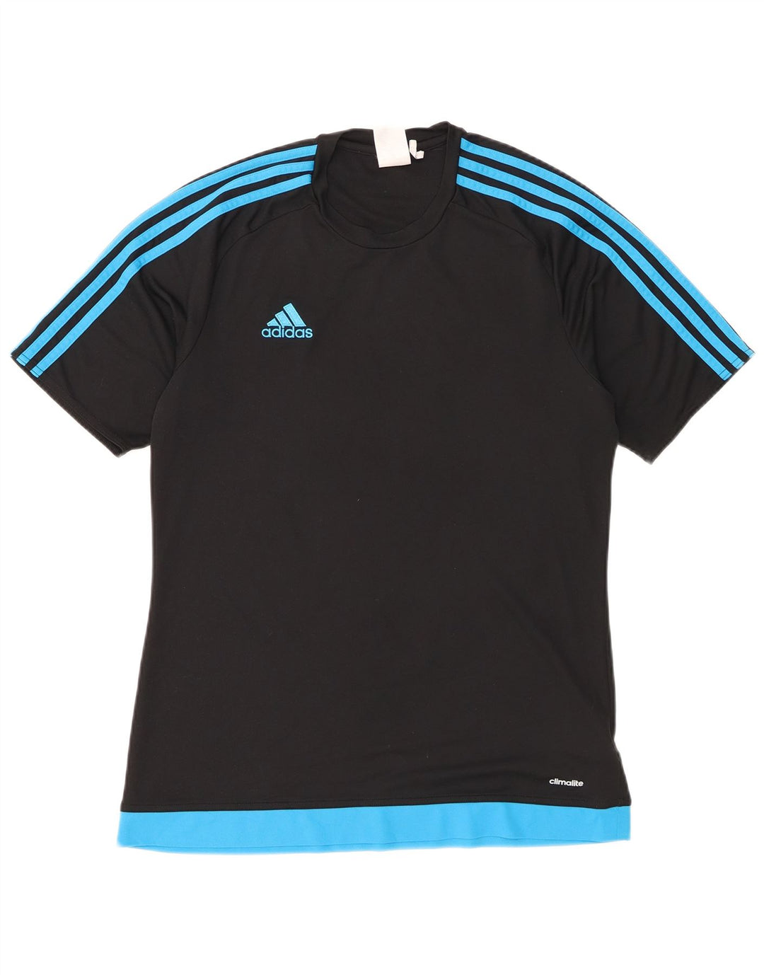 Adidas Mens Climalite Camiseta Top Médio Preto Colorblock Poliéster