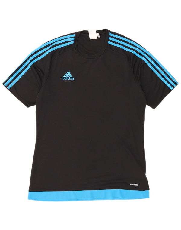 Adidas Mens Climalite Camiseta Top Médio Preto Colorblock Poliéster