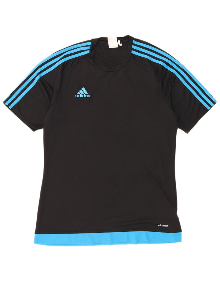 Adidas Mens Climalite Camiseta Top Médio Preto Colorblock Poliéster