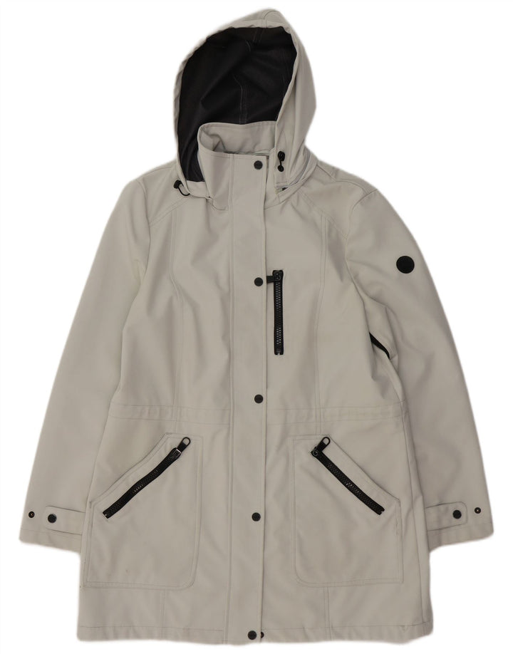 Casaco corta-vento feminino CALVIN KLEIN com capuz Reino Unido 16 grande poliéster cinza