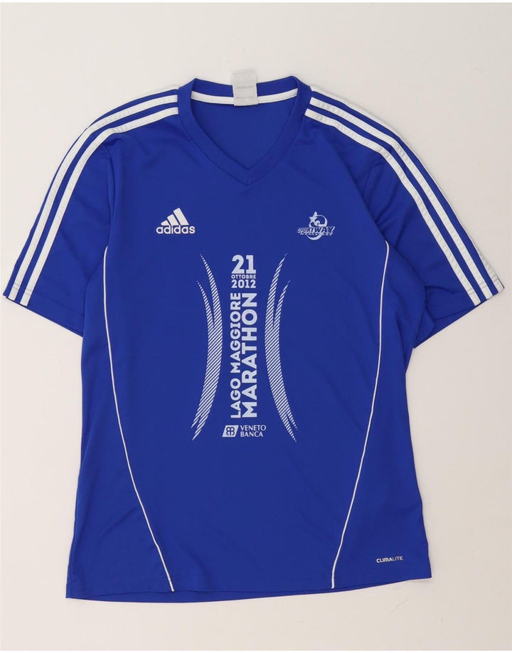 Camiseta Adidas Masculina Climalite Graphic Top Azul Médio Poliéster