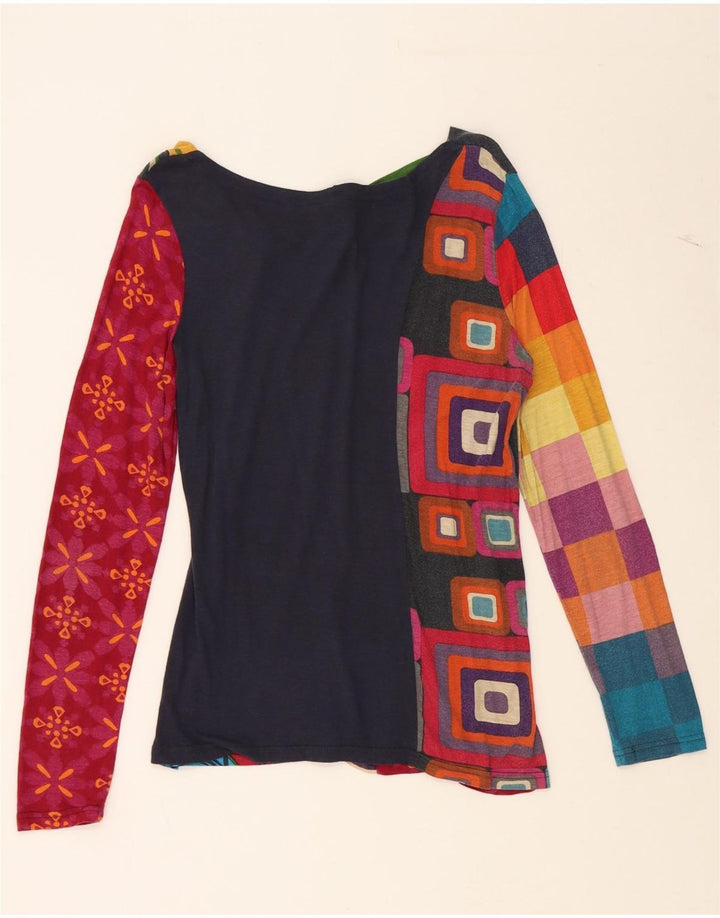 DESIGUAL Top feminino com estampa abstrata e manga comprida Reino Unido 10 pequeno vermelho
