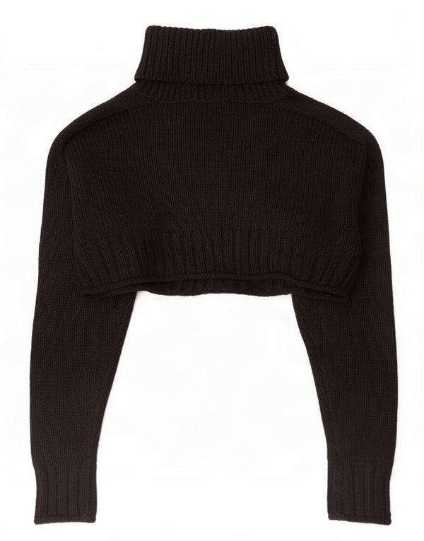 Zara Suéter feminino cropped oversized com gola redonda Reino Unido 10 pequeno preto
