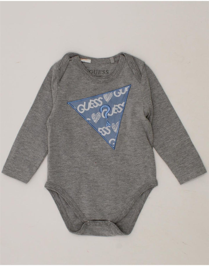 GUESS Baby Boys Graphic Long Sleeve Bodysuit 3-6 Months Grey Cotton Vintage Guess and Second-Hand Guess from Messina Hembry 