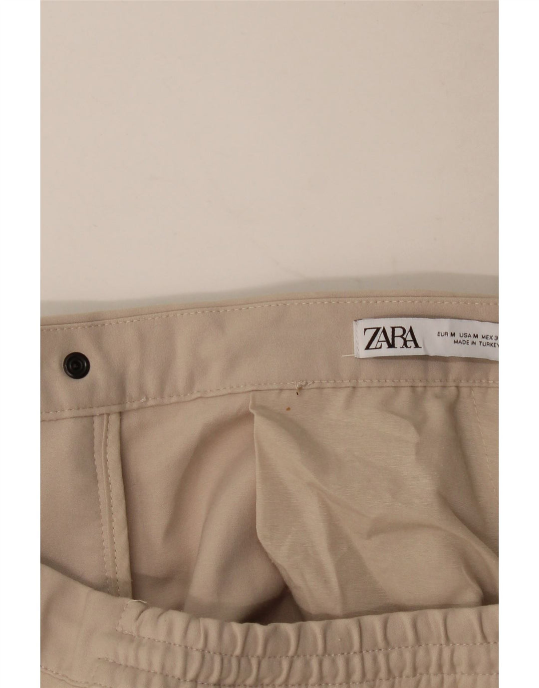 Calça jogger masculina ZARA Chino médio W32 L28 poliéster bege