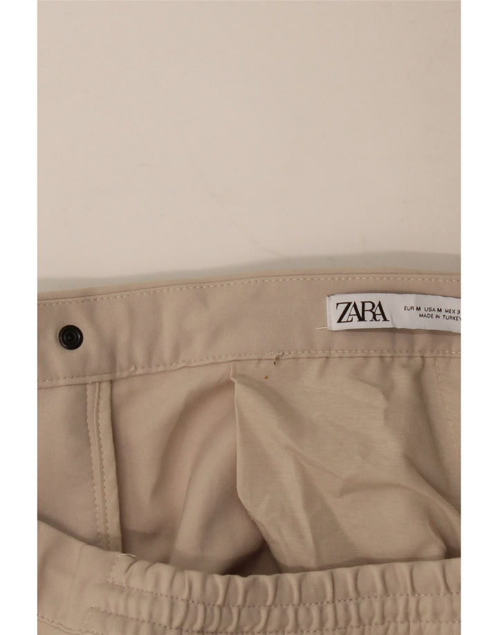 Calça jogger masculina ZARA Chino médio W32 L28 poliéster bege