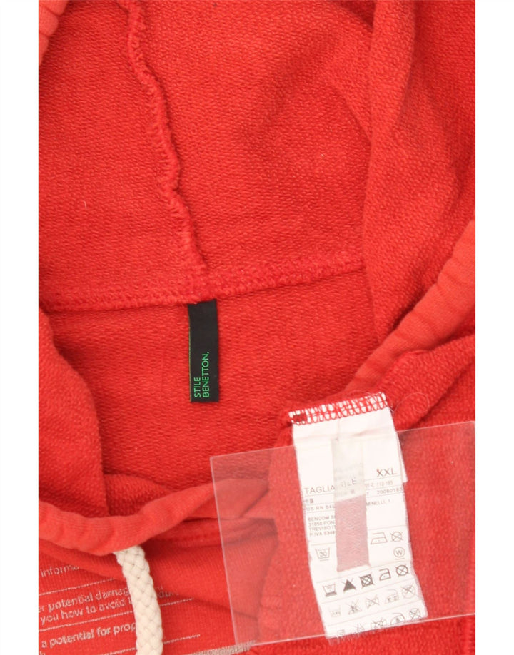 BENETTON Mens Graphic Hoodie Jumper 2XL Red Cotton Vintage Benetton and Second-Hand Benetton from Messina Hembry 
