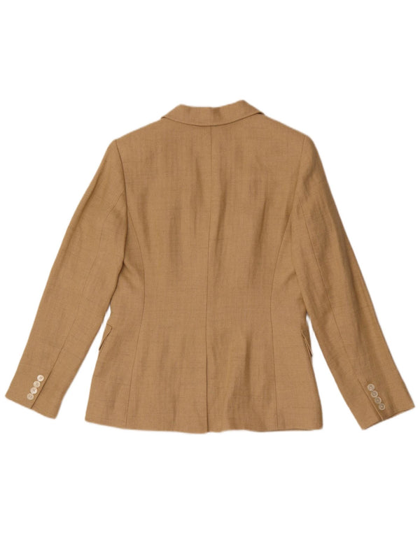 Jaqueta blazer feminina Ralph Lauren com 2 botões EUA 8 espinha de peixe bege médio