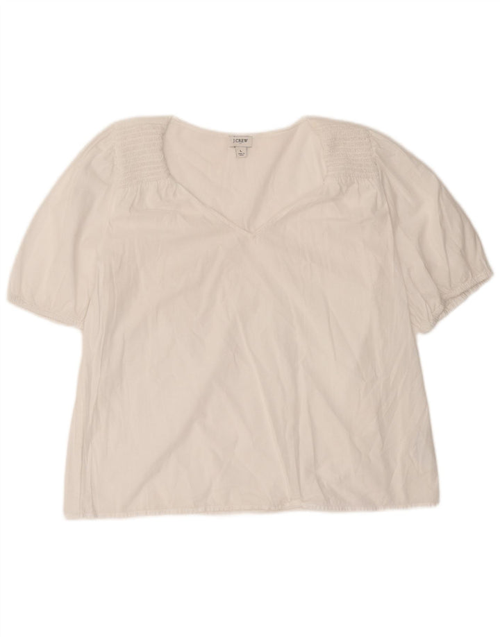 Blusa feminina J. Crew Top UK 16 grande algodão branco