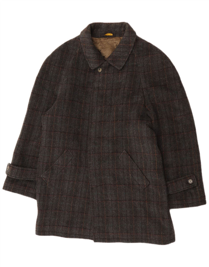 Sobretudo masculino vintage IT 52 XL lã xadrez cinza