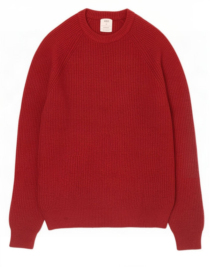 Suéter masculino Marks & Spencer com gola redonda em poliamida vermelha média