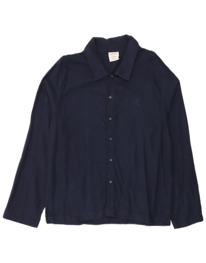 Camisa masculina Calvin Klein azul marinho médio algodão
