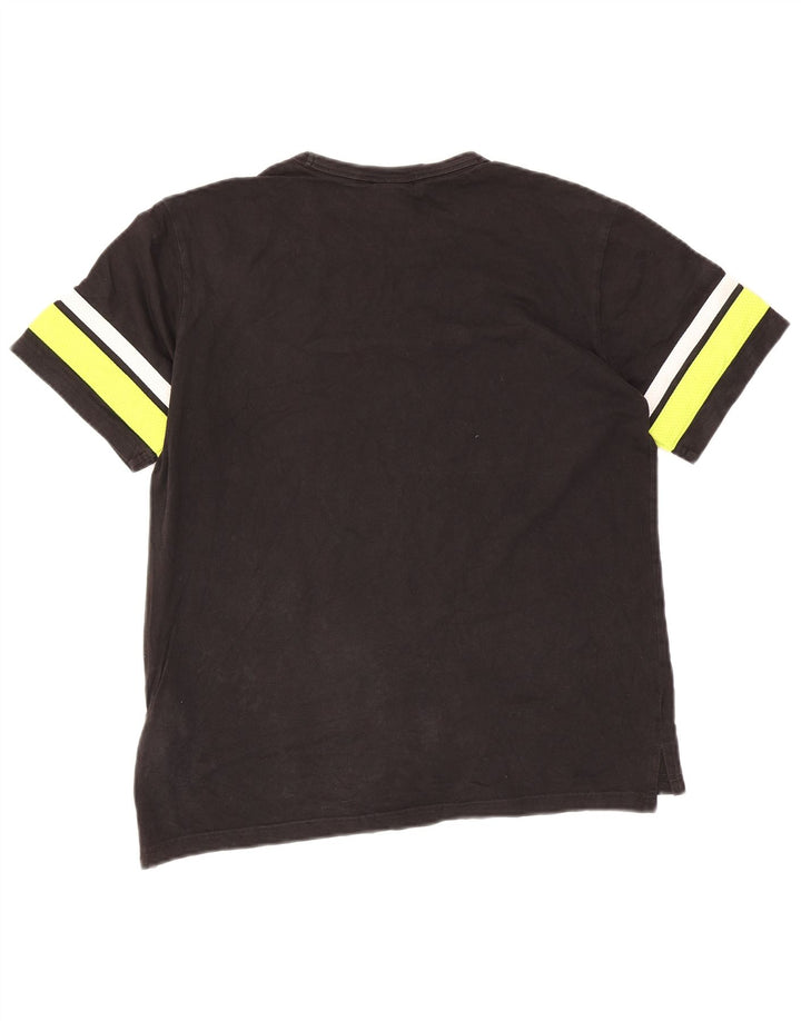 Camiseta masculina com estampa gráfica Champion médio preto colorblock algodão