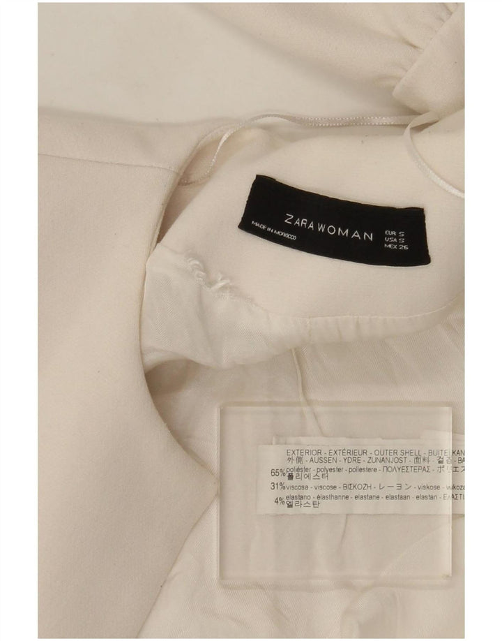 Zara Womens Longline Open Blazer Jacket UK 10 Pequeno Poliéster Branco