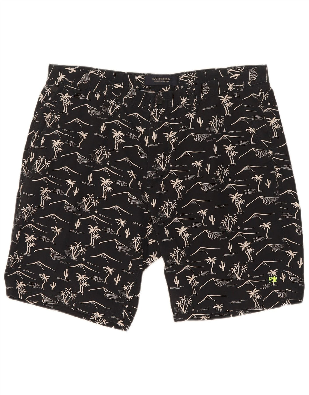 Scotch & Soda Masculino Abstrato Padrão Chino Shorts W32 Médio Preto Havaiano
