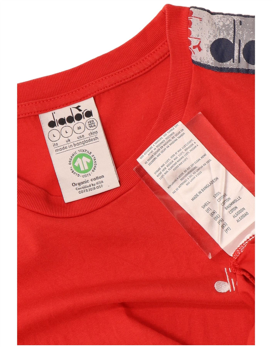 Camiseta gráfica masculina DIADORA Top grande de algodão colorido vermelho