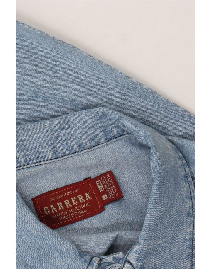 Camisa jeans masculina Carrera tamanho 41/42 grande algodão azul