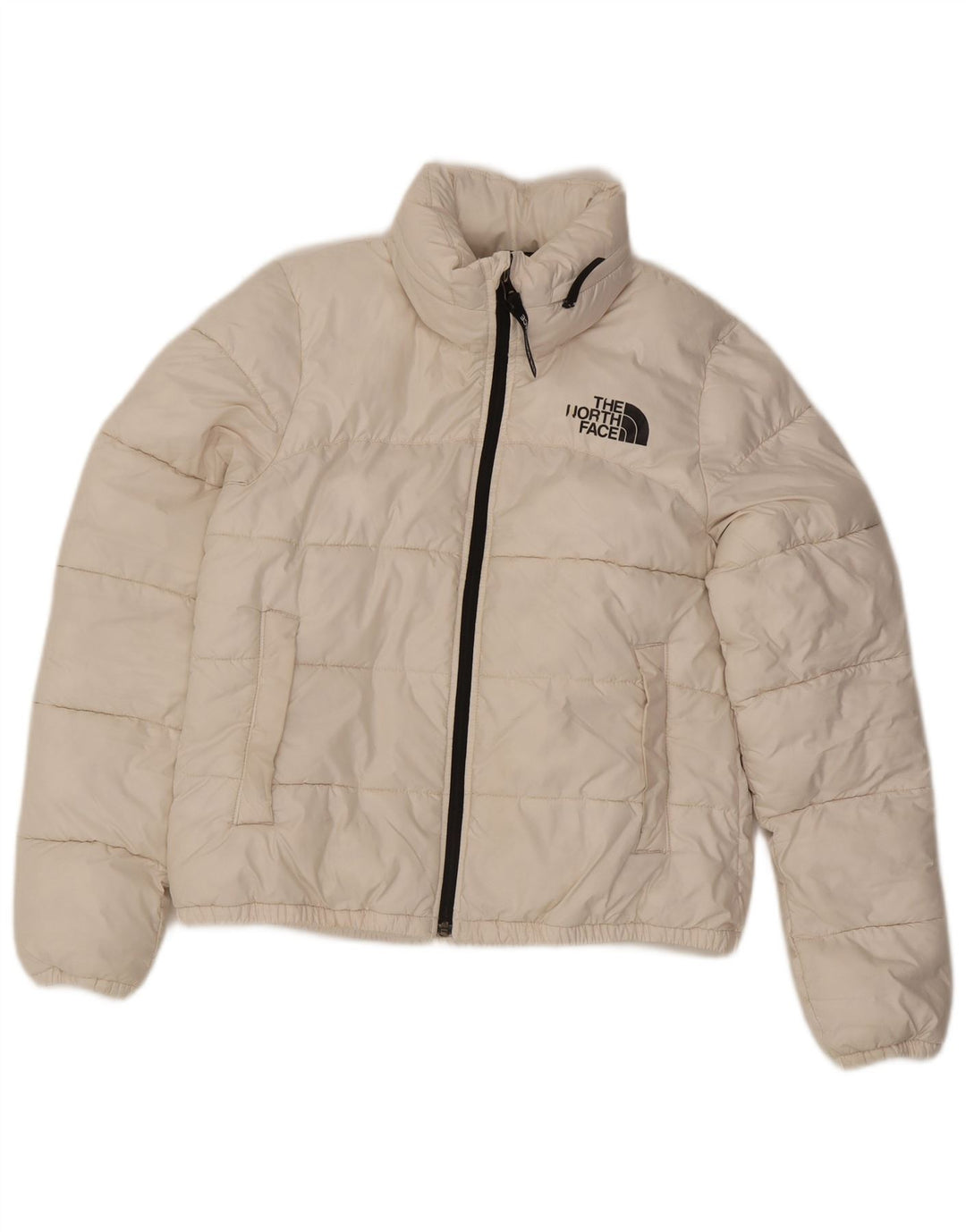 Jaqueta acolchoada com capuz feminina The North Face UK 10 poliéster branco pequeno