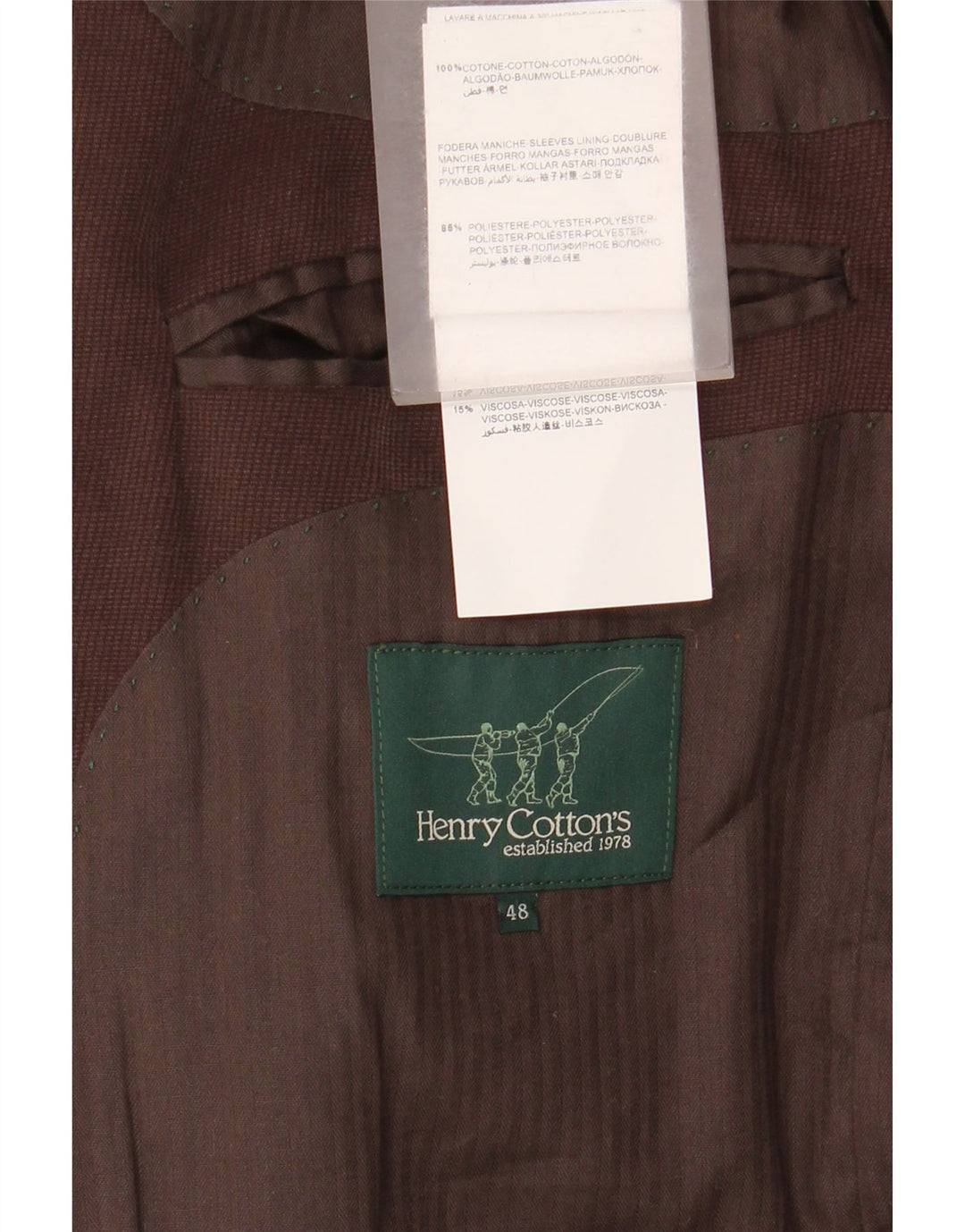 Jaqueta blazer masculina de 3 botões Henry Cottons IT 48 algodão marrom médio