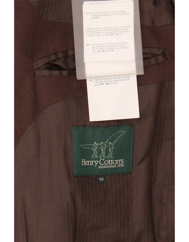 Jaqueta blazer masculina de 3 botões Henry Cottons IT 48 algodão marrom médio