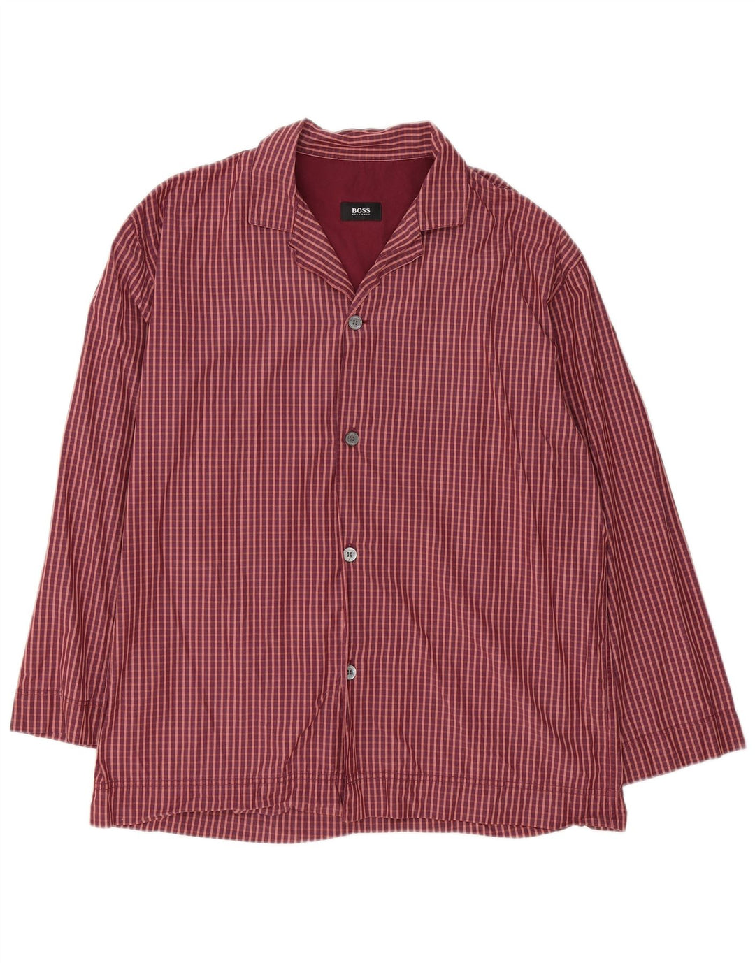 Camisa masculina HUGO BOSS grande algodão xadrez Borgonha
