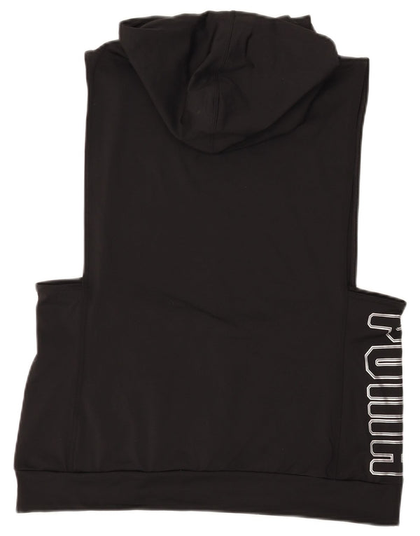 PUMA Womens Graphic Sleeveless Hoodie Jumper UK 12 Medium Black Polyester