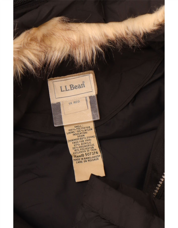 Casaco feminino acolchoado com capuz grande L.L.BEAN UK 18 XL poliéster preto