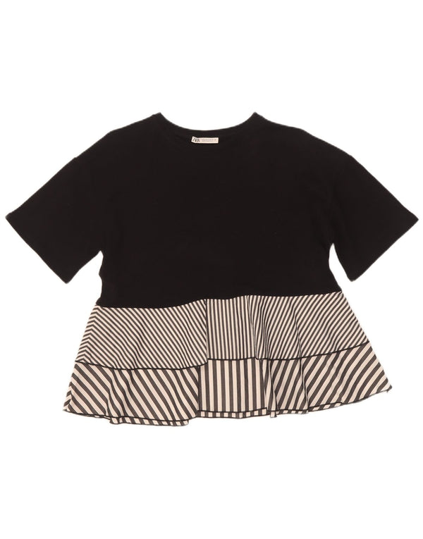 Blusa feminina Zara Top UK 10 pequena listrada preta