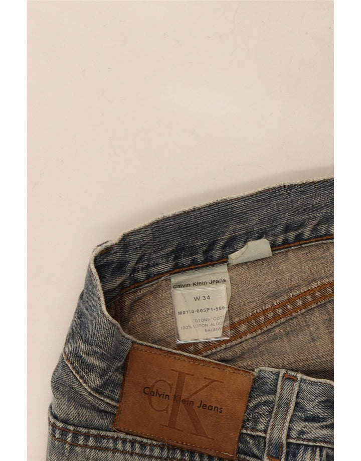 Calça jeans reta feminina Calvin Klein W34 L34 algodão azul