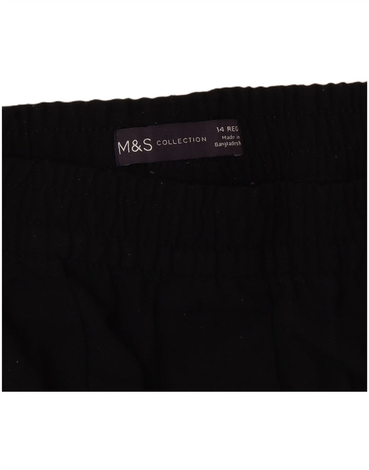 Calça de treino feminina Marks & Spencer Reino Unido 14 poliéster preto médio
