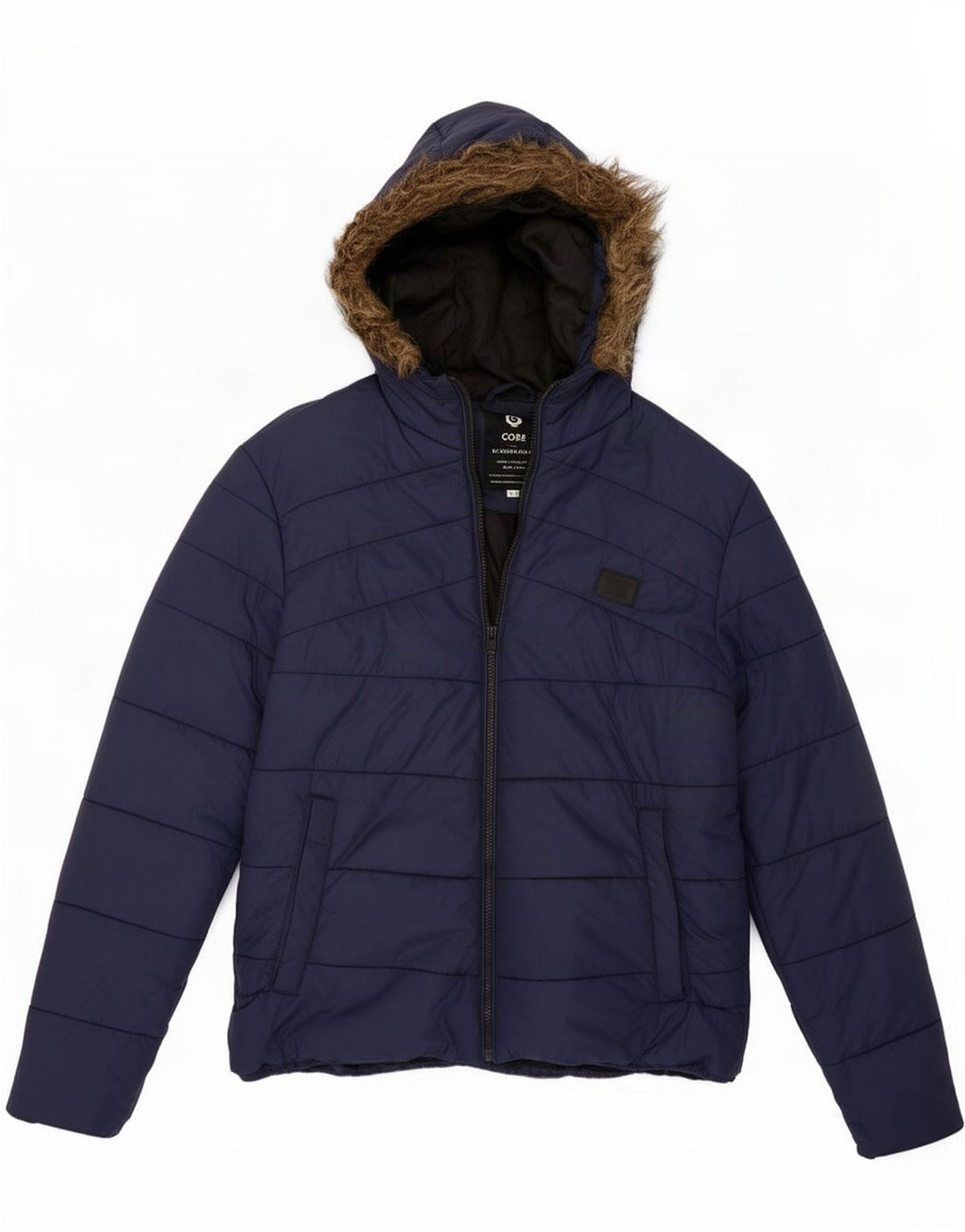 Jaqueta masculina acolchoada com capuz Jack & Jones Reino Unido 40 grande poliéster azul marinho