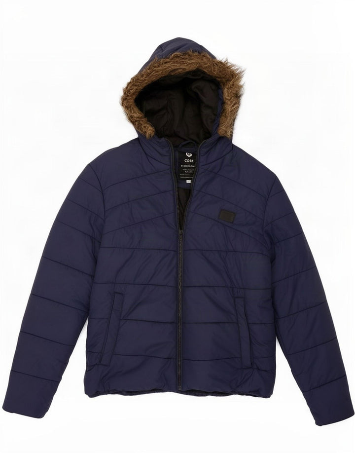 Jaqueta masculina acolchoada com capuz Jack & Jones Reino Unido 40 grande poliéster azul marinho