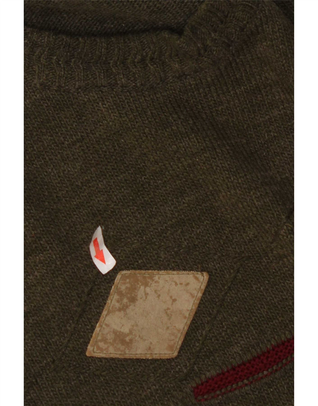 Suéter vintage masculino com gola redonda, médio cáqui Argyle/Diamante