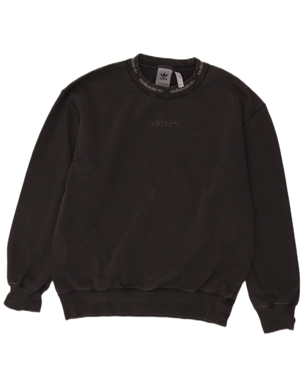 ADIDAS Mens Graphic Loose Fit Moletom Jumper Médio Algodão Cinza